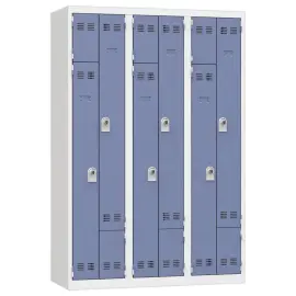 Kledingkast ruimtebesparend L-deur 3 kolommen - 6 gebruikers - Blauw 