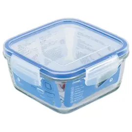 Vierkante glazen doos met plastic deksel SUPERBLOCK 0,8 L 