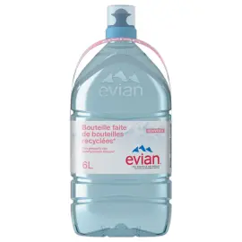 Fles van 6l Evian water in gerecycled plastic 