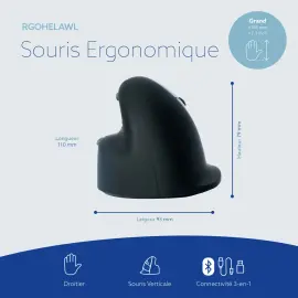 R-Go HE Ergonomische draadloze verticale muis voor rechtshandigen, groot model 