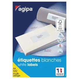 100  A4 multi-use etikettenbladen, oftewel 2100 witte etiketten 