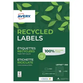 100  planken van 18 laserlabels AVERY 63,5x46,6mm, oftewel 1800 labels/doos 