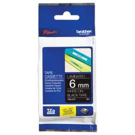 Lint voor BROTHER TZE 315 6mm zwart met witte opdruk 