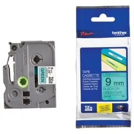 Lint voor labelprinter BROTHER TZE 721 9mm groen met zwarte afdruk 