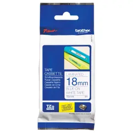 Lint voor labelmaker BROTHER TZE 243 18mm wit met blauwe afdruk 