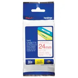 Lint voor labelprinter BROTHER TZE 252 24mm wit met rode afdruk 