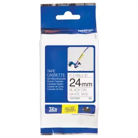 Flexibele gelamineerde tape TZe-FX251 breedte 24mm wit met zwarte afdruk 
