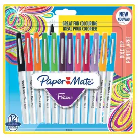 12  Viltstiften Paper Mate&reg; - Flair Bold  - kleurassortiment 