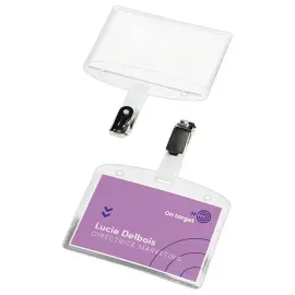 25  Metalen clipbadgehouder 9 x 6 cm 