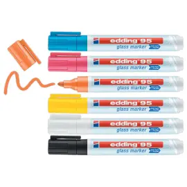6  markers glasoppervlak EDDING 95  - uitwisbaar 