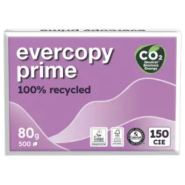 5  Ramettes 500 vellen gerecycled papier 100% EVERCOPY PRIME A4 80G 