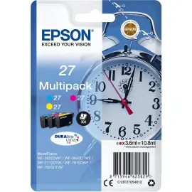 3  Epson 27 "Wekker" 3 kleuren C M J multipack 