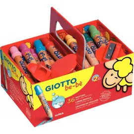 GIOTTO be-b&egrave; kleurpotlood - 7 mm mine - uitwasbaar met water - assorti kleuren - geleverd met 3 slijpers - set van 36 