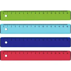 Wonday platte liniaal - 16 cm - assorti kleuren - set van 36 
