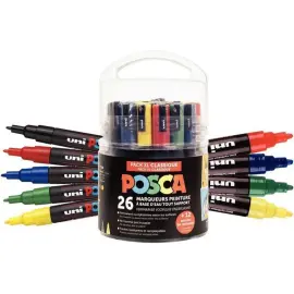 Watergedragen POSCA verfmarker - reukloos - assortie punten en kleuren - set van 26 