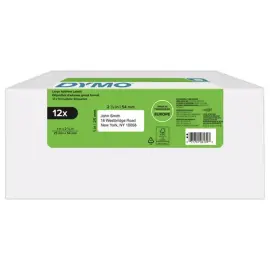 12  Rollen van 500 witte etiketten 25x54mm voor DYMO Label Writer 