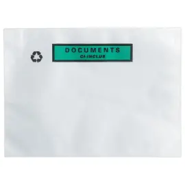 500  Kraft zelfklevende zakken "Documenten bijgevoegd" formaat 330x262mm 