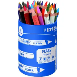Driehoekige kleurpotlood LYRA aquarel krijtstift - 6,3 mm stift - assorti kleuren - set van 36 
