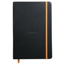 Genaaid schrift Rhodiarama A5 192 pagina's - harde kaft - zwart - RHODIA 