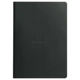 Rhodiarama A5 notitieboek met 64 pagina's, gelijnd, zachte zwarte kaft 