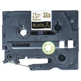 Label tape stof goud op zwart 12mm (4m) 