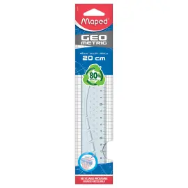 Platte liniaal 20 cm - GEOMETRIC, van gerecycled plastic 