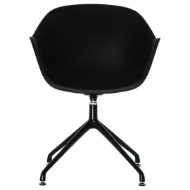 2  Draaistoelen MOON, 4 zwarte poten, zwarte zitting gemonteerd 