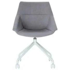 2  Draaiende LUGE stoelen met wielen, 4 grijze poten, grijze zitting gemonteerd 