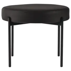 Ronde Pouf GAIA D37 met zwarte kunststof voeten, gemonteerd 