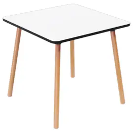 Tafel PALOMBA 80 x 80 cm Wit beuken poten gemonteerd 