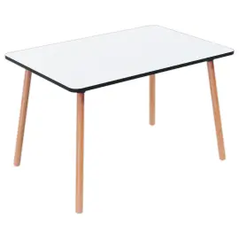 Tafel PALOMBA 120 x 80 cm Wit beuken poten gemonteerd 