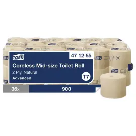 36  rollen toiletpapier Naturel Mid-Size TORK T7 - zonder kern 
