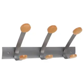 Haken van staal en metallic grijs hout/hout 