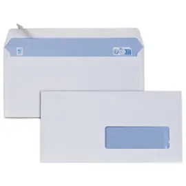 500  witte enveloppen 110x220 mm 75g venster 35x100 siliconenband 