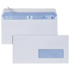 500  witte enveloppen 110x220 venster 35x100 80 g siliconen band 