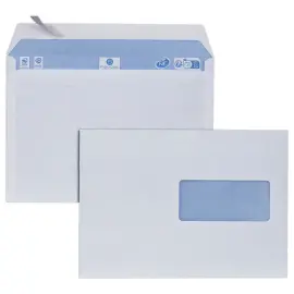500  Witte enveloppen 162x229 venster hoog 45x100 80g - FIDUCIAL 