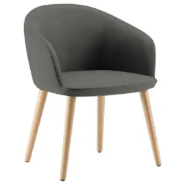 Fauteuil MILOS 4 poten grijs hout 