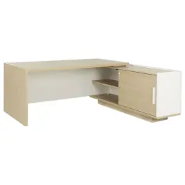 Bureau BARI Retour recht 180 cm gestructureerd eiken / wit gemonteerd 