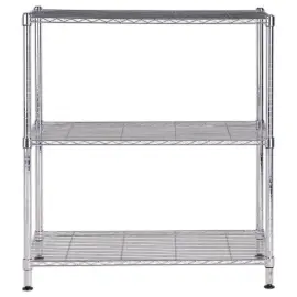 Multifunctionele rek 3 niveaus L90 x H90 cm grijs metaal staal 