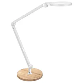 Bureau LED-lamp Giant silva wit met houten voet 