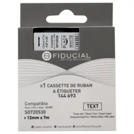 Ruban K7 voor DYMO labelprinter S0720530 12 mm wit met zwarte opdruk 