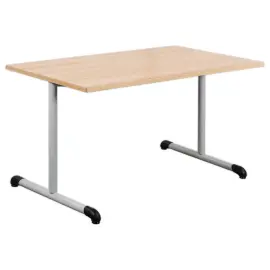 Tafel voor collectief gebruik 120 x 80 gelamineerd beuken - aluminium poten gemonteerd 