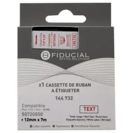 Ruban K7 voor DYMO labelprinter S0720550 12mm wit met rode afdruk 