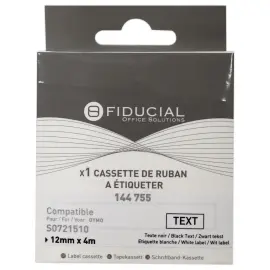 Ruban K7 voor DYMO labelprinter S0721510 12 mmx4 m zwart / wit 