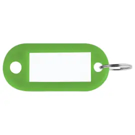 100  sleutelhangers met groene labels 