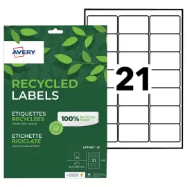 15  gerecycleerde witte etiketten 63,5 x 38,1 mm 