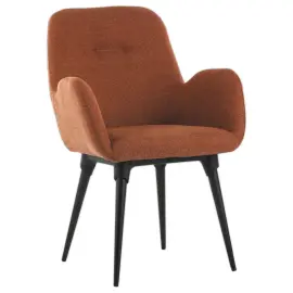 2  Fauteuils stof terracotta 4 metalen poten gemonteerd 
