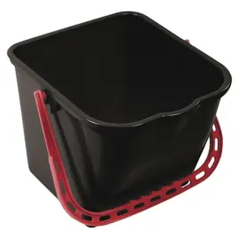 Zwarte 15 L emmer met rode handgreep 