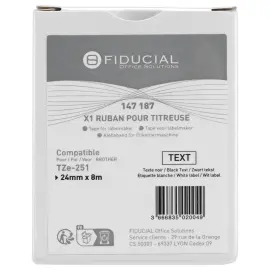 Ruban comp BROTHER TZE 251 24mm wit met zwarte afdruk 