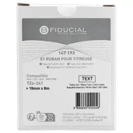 Ruban comp BROTHER TZE 241 18mm wit zwarte afdruk 
